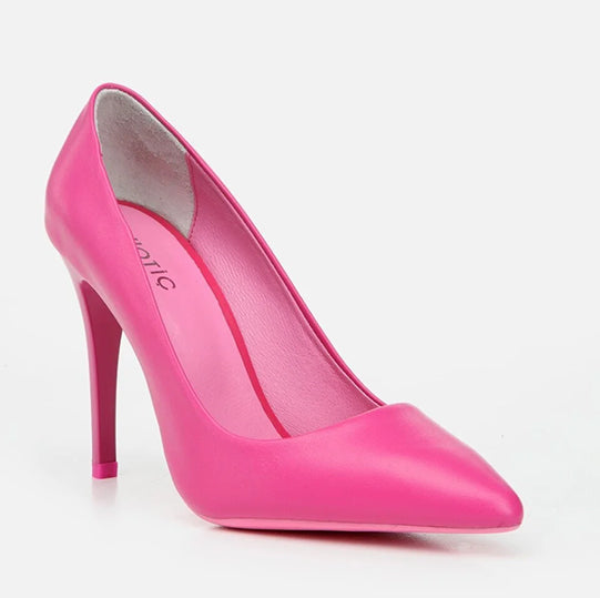 Stileto lëkurë origjinale ngjyrë fuchsia