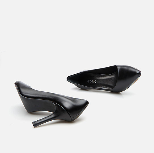 Stileto lëkurë origjinale ngjyrë e zezë