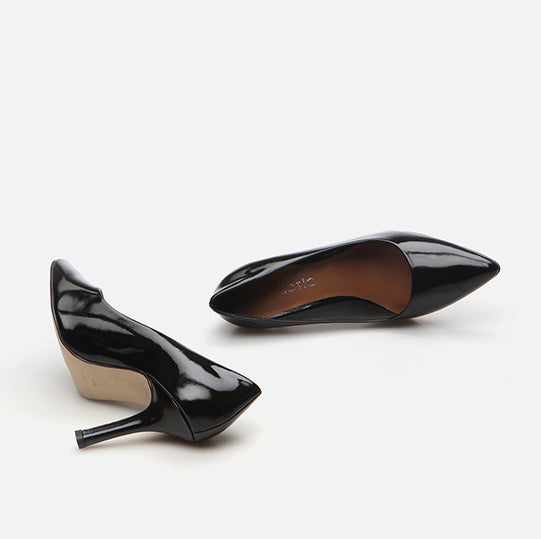 Stileto lëkurë origjinale ngjyrë e zezë