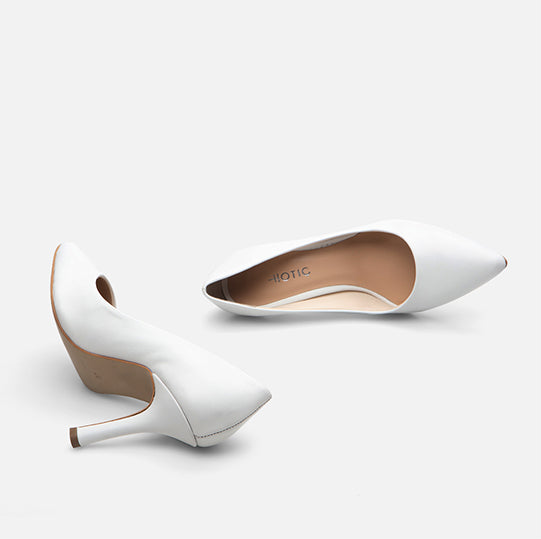 Stileto lëkurë origjinale ngjyrë e bardhë