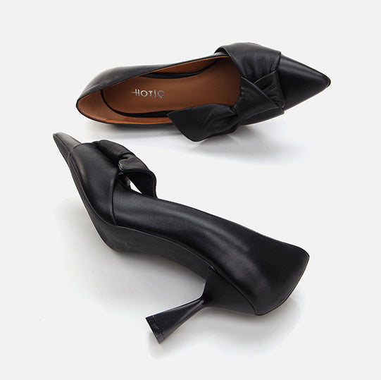 Stileto lëkurë origjinale ngjyrë e zezë