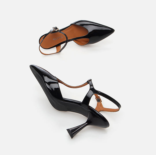 Stileto lëkurë origjinale ngjyrë e zezë