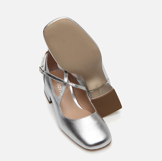 Këpucë lëkurë origjinale ngjyrë argjend