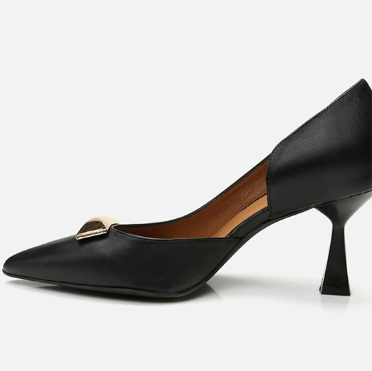 Stileto lëkurë origjinale ngjyrë e zezë