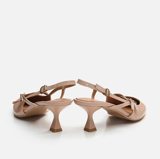 Stileto lëkurë origjinale ngjyrë nudë