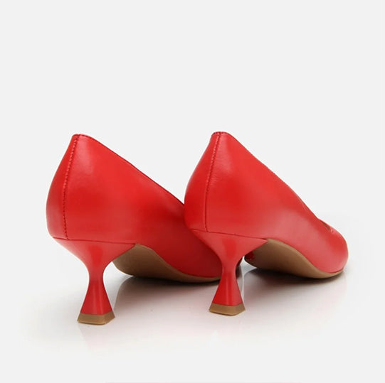 Stileto lëkurë origjinale ngjyrë e kuqe