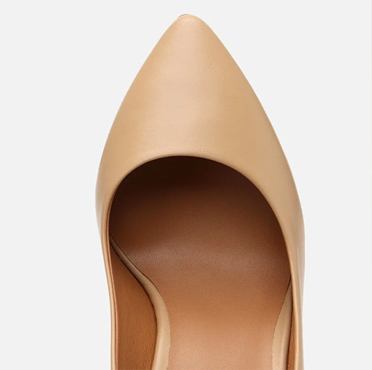 Stileto lëkurë origjinale ngjyrë nude