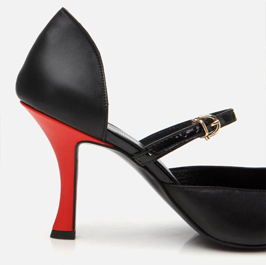 Stileto lëkurë origjinale ngjyrë e zezë