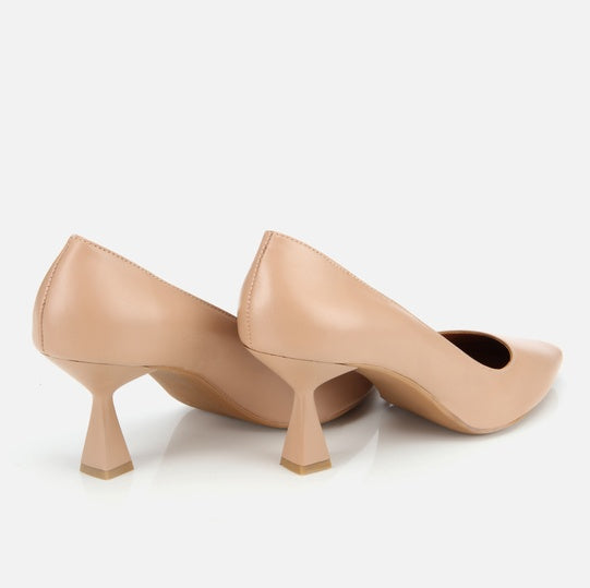 Stileto lëkurë origjinale ngjyrë nude