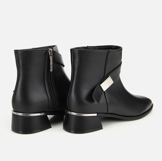 Gjysëm çizme lëkurë origjinale ngjyrë e zezë