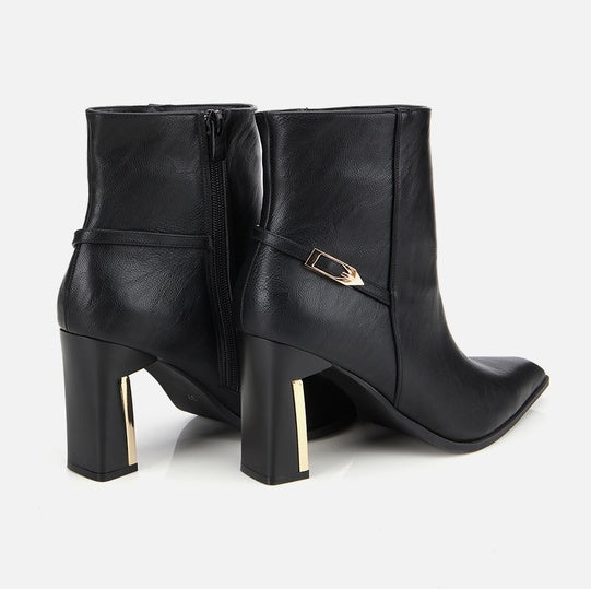 Gjysëm çizme lëkurë origjinale ngjyrë e zezë