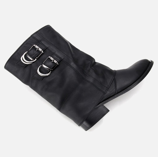 Gjysëm çizme lëkurë origjinale ngjyrë e zezë