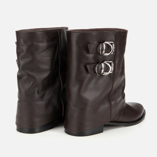 Gjysëm çizme lëkurë origjinale ngjyrë kafe