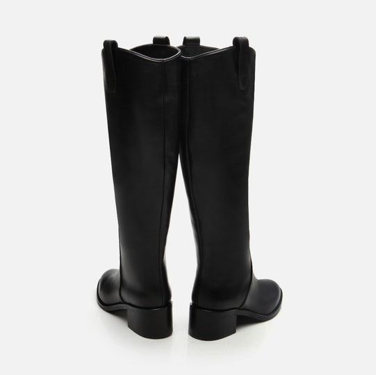 Çizme e gjatë lëkurë origjinale ngjyrë e zezë