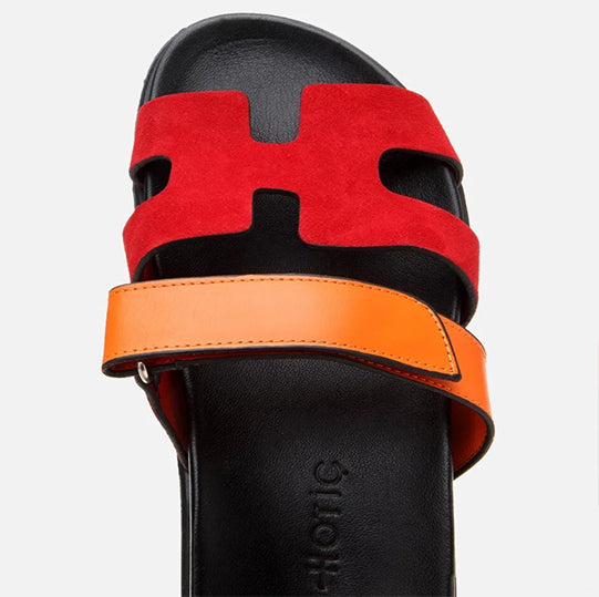 Papuqe lëkurë origjinale ngjyrë e kuqe