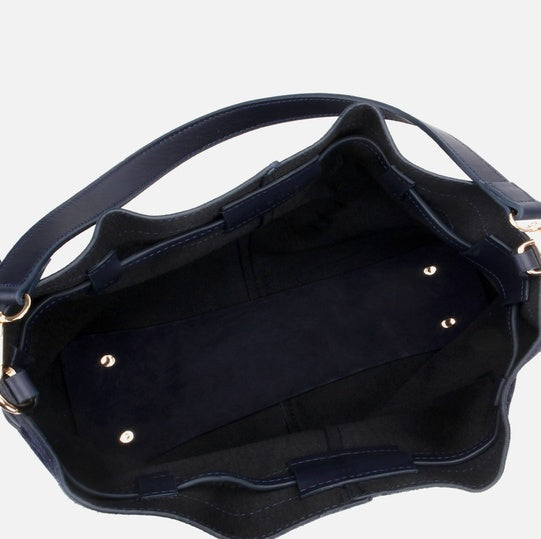 Çantë elegante lëkurë origjinale ngjyrë navy