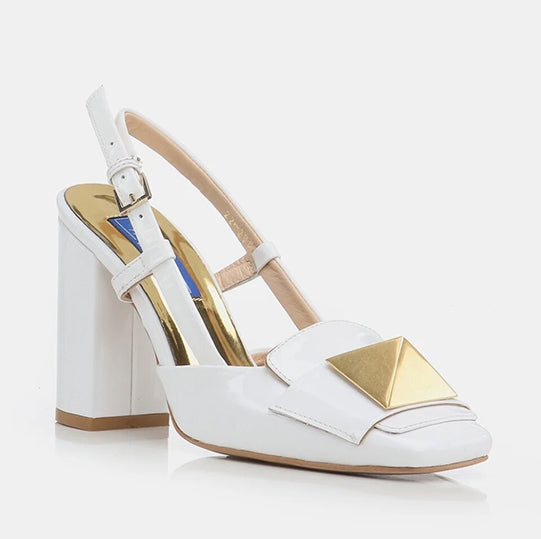 Këpuce elegante lëkurë origjinale ngjyrë e bardhë