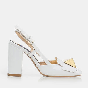 Këpuce elegante lëkurë origjinale ngjyrë e bardhë