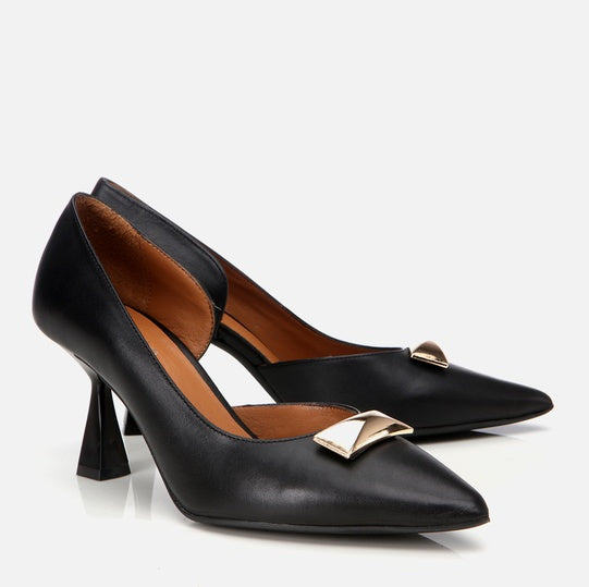 Stileto lëkurë origjinale ngjyrë e zezë