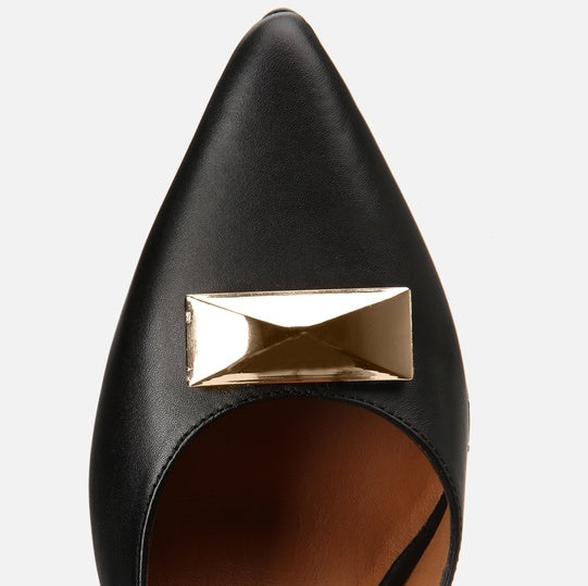 Stileto lëkurë origjinale ngjyrë e zezë