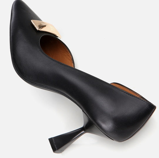 Stileto lëkurë origjinale ngjyrë e zezë