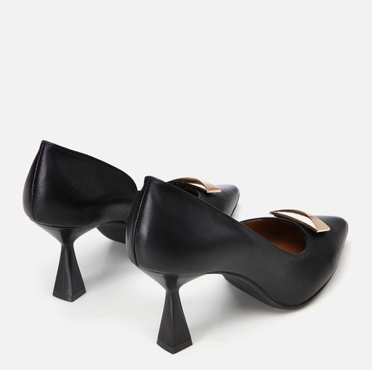 Stileto lëkurë origjinale ngjyrë e zezë