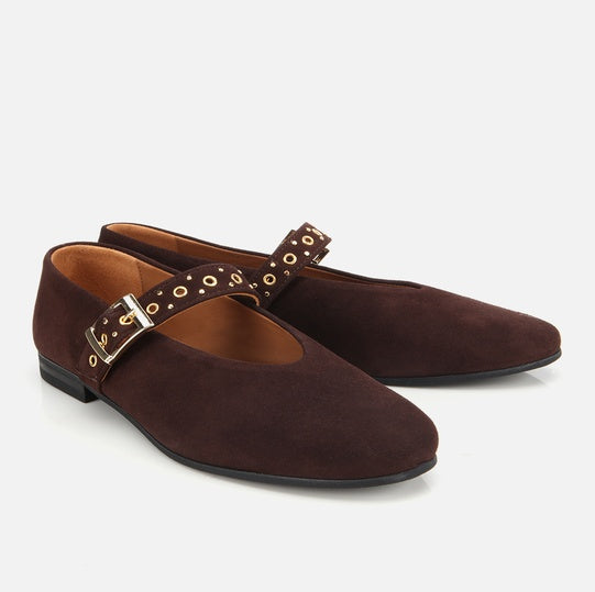 Balerinë lëkurë origjinale ngjyrë kafe