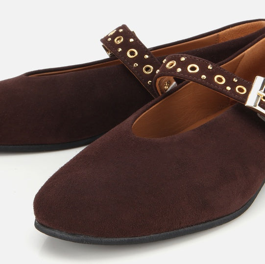 Balerinë lëkurë origjinale ngjyrë kafe