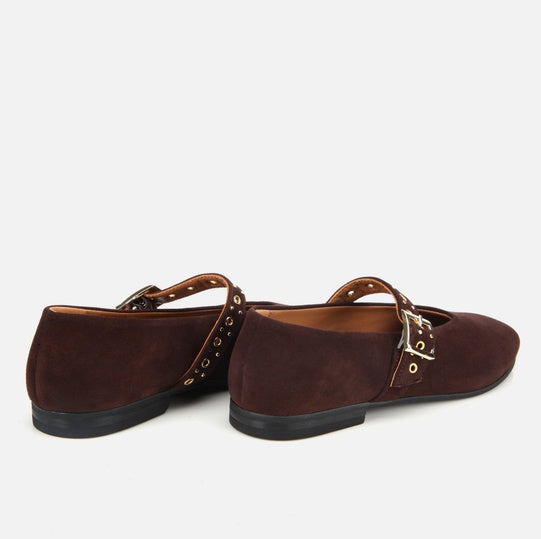 Balerinë lëkurë origjinale ngjyrë kafe