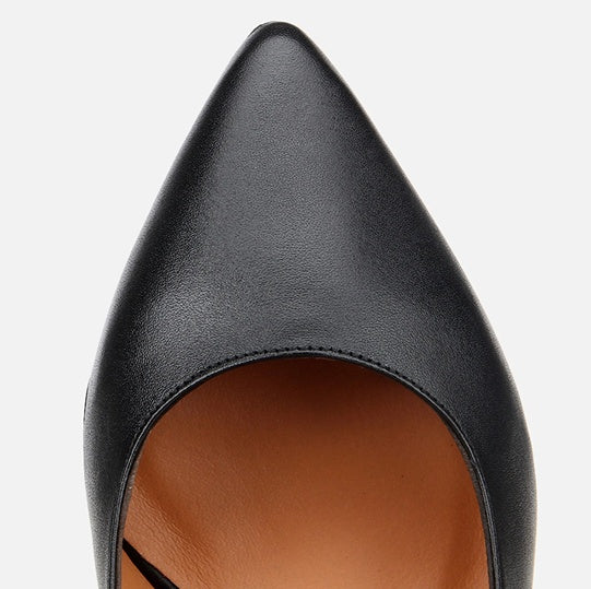 Stileto lëkurë origjinale ngjyrë e zezë