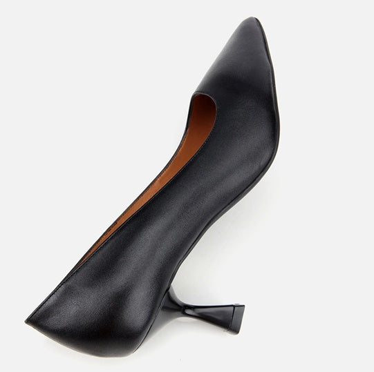 Stileto lëkurë origjinale ngjyrë e zezë