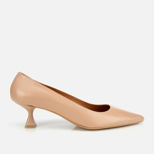 Stileto lëkurë origjinale ngjyrë nude