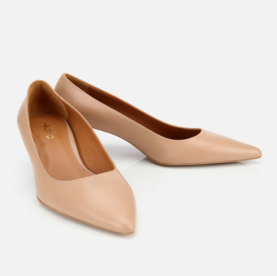 Stileto lëkurë origjinale ngjyrë nude