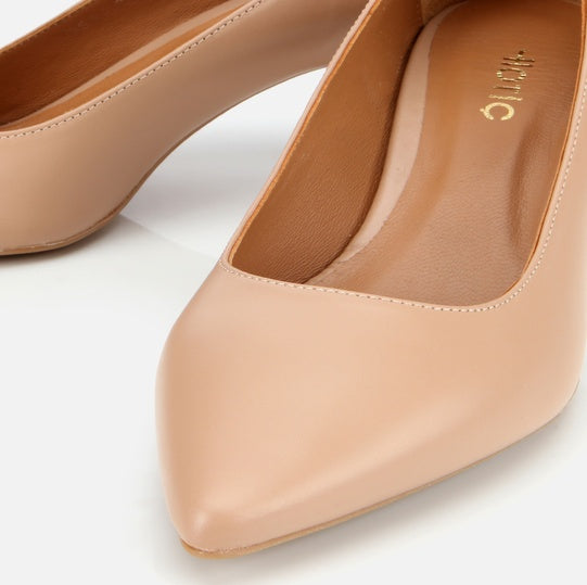 Stileto lëkurë origjinale ngjyrë nude