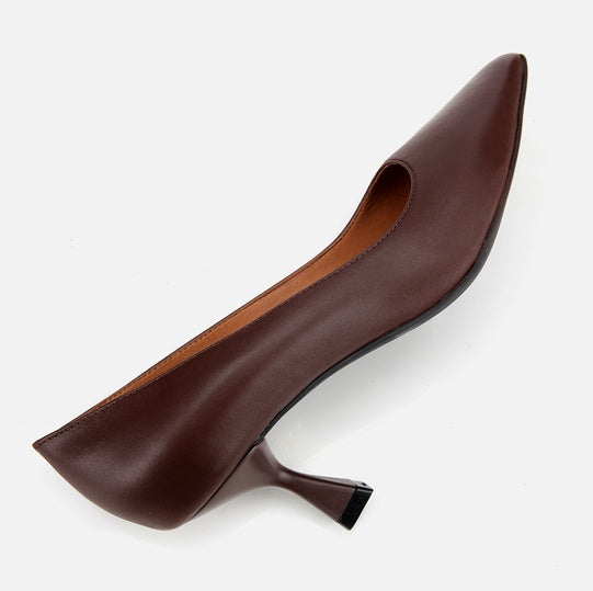 Stileto lëkurë origjinale ngjyrë kafe