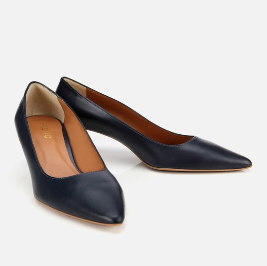 Stileto lëkurë origjinale ngjyrë navy