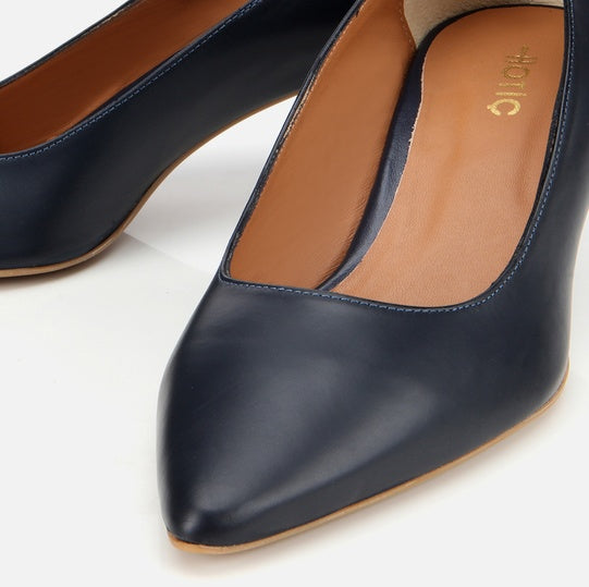 Stileto lëkurë origjinale ngjyrë navy