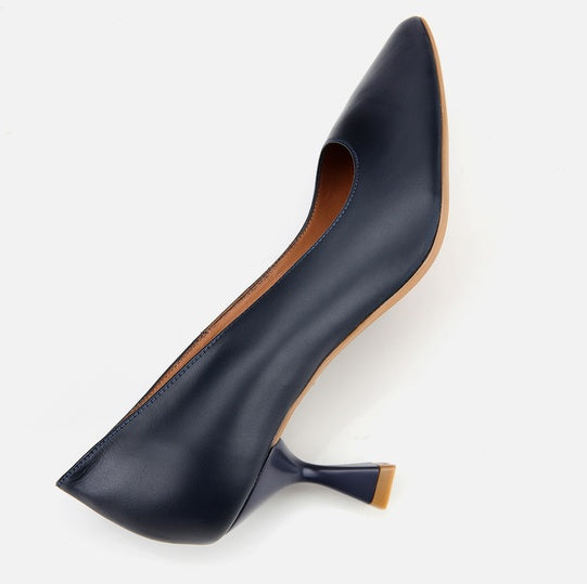 Stileto lëkurë origjinale ngjyrë navy