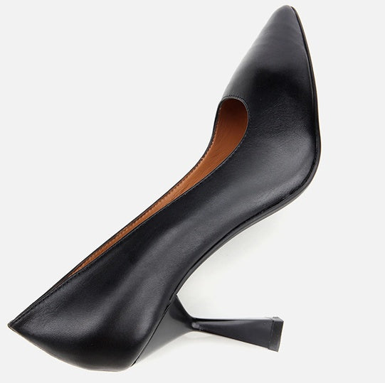 Stileto lëkurë origjinale ngjyrë e zezë