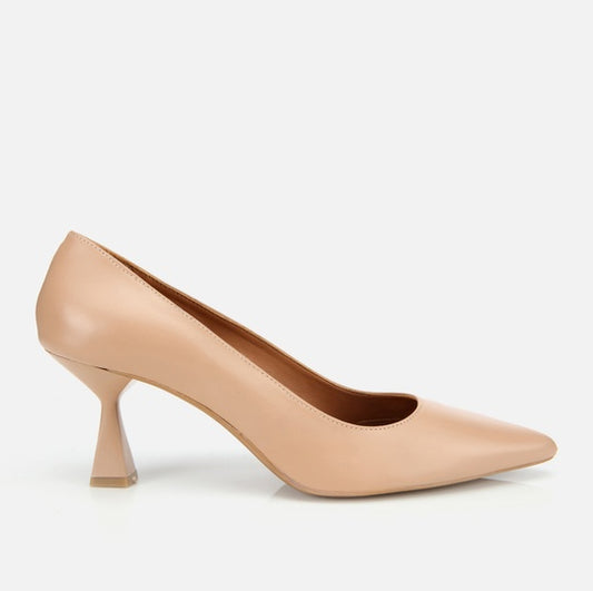 Stileto lëkurë origjinale ngjyrë nude