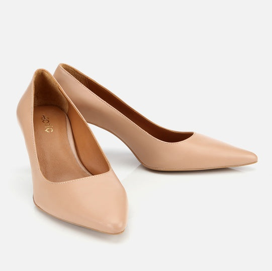 Stileto lëkurë origjinale ngjyrë nude