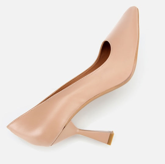 Stileto lëkurë origjinale ngjyrë nude