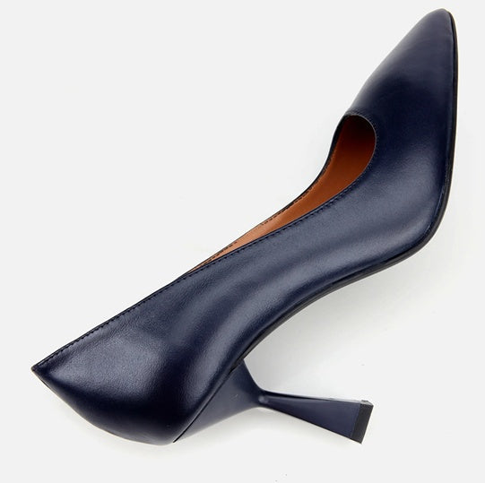 Stileto lëkurë origjinale ngjyrë navy