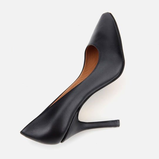 Stileto lëkurë origjinale ngjyrë e zezë