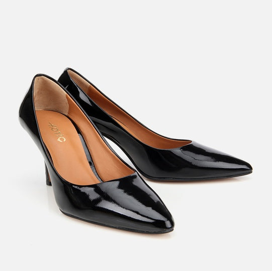 Stileto lëkurë origjinale ngjyrë e zezë