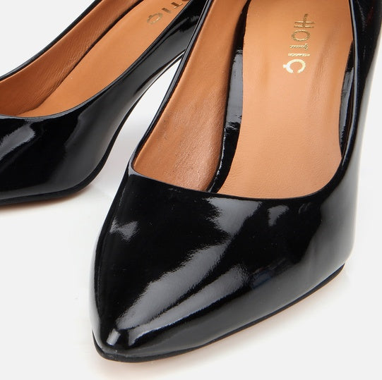 Stileto lëkurë origjinale ngjyrë e zezë