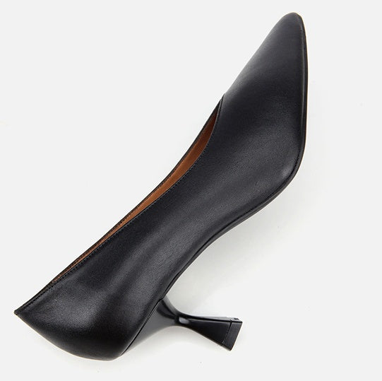 Stileto lëkurë origjinale ngjyrë e zezë