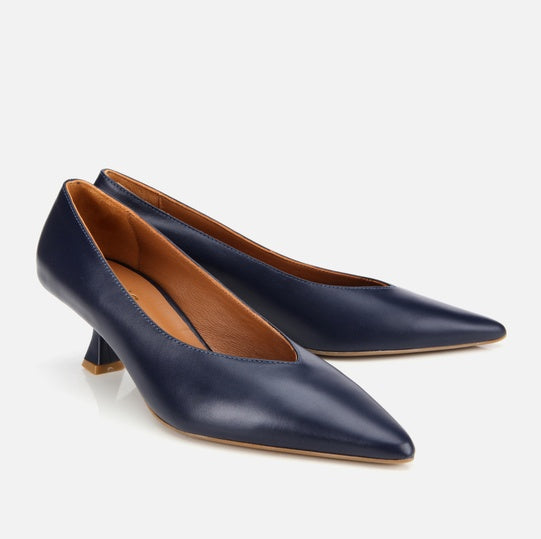 Stileto lëkurë origjinale ngjyrë navy