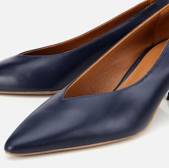Stileto lëkurë origjinale ngjyrë navy