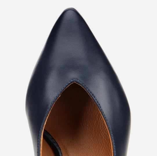 Stileto lëkurë origjinale ngjyrë navy